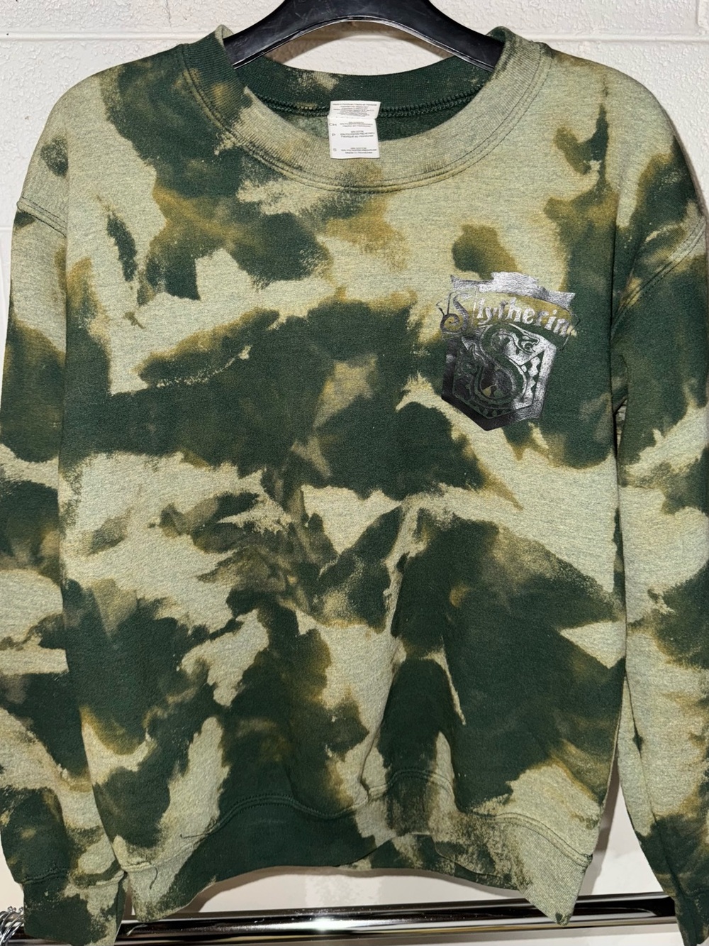 Tie-Dye Green Harry Potter Slytherin Crewneck Sweater - Unbranded